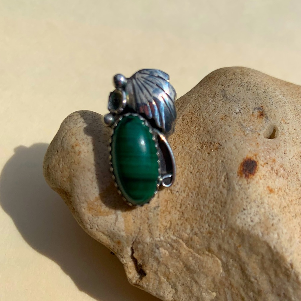 Vintage Southeastern Green Malachite Pierced Stud Earrings